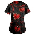 thumbnail image 2 of Valentines Day Print Nursing Uniforms for Women Love Heart Printed V-Neck Breathable Scrub Tops Short Sleeve Professionals Soft Stretch T-Shirts with Pockets wine Small, 2 of 3