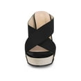 thumbnail image 6 of BLISSFUL STEP Women's Shoes Platform Wedge Cross Strap Studs Fabric Upper Open Toe Heels Sandals  Black 8.5, 6 of 7