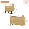 thumbnail image 3 of 6 Drawer Dresser And Nightstand Set For Bedroom, 2 Pcs Bedroom Set With Minimalist Reeded Design, Oak Double Dresser With Hidden Handles, 3 of 10
