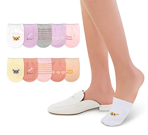 Size 4-8 10 Pairs No Show Socks Women Mens Invisible Low Cut Ankle Footies Trainer Socks Invisible Non-Slip Casual Cotton Socks