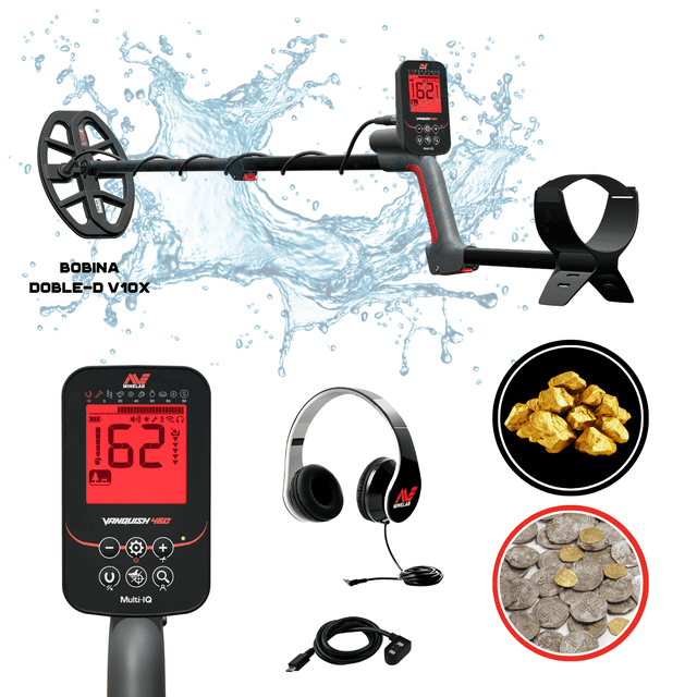 Detector De Metal Vanquish 460 Impermeable Oro Plata Minelab