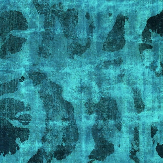 Ahgly Company Indoor Square Persian Turquoise Blue Bohemian Area Rugs, 8' Square