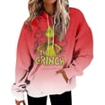 thumbnail image 2 of Sudadera de manga larga con capucha del Grinch para mujer, de algodón, con bolsillo, para mujer, color rojo, XXXL, 2 of 8