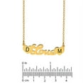 thumbnail image 2 of Personalized Sterling Silver, 14K Gold Plated Sterling Silver, 10K Gold or 14K Gold Script Name Necklace with Laser Engraved Initials on Heart-Shaped Ends with 18 inch Link Chain. Spring Ring Clasp., 2 of 3