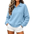 thumbnail image 2 of Women's Collared Sweatshirts,Long Sleeve Loose Casual Knit Solid Pullover Tops,Vacation Travel Outfit, 2 of 4