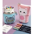 thumbnail image 2 of Angoo [Fun] Pen Pencil Bag Case, Cartoon Cute Cat Bear Sheep Canvas Fold Standing Holder Organizador de papelería Regalo para niños A6445 hola suerte  unisex, 2 of 2