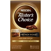 Nescafe Taster's Choice, Medium Dark Roast Instant Coffee Packets, 5 Count