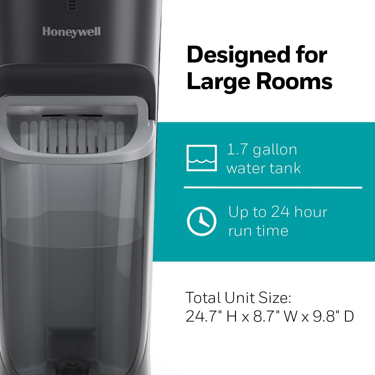 Honeywell 1.7 gal 500 sq ft Top Fill Cool Moisture Humidifier, Black, HEV615B