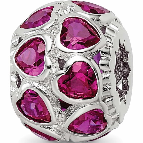 Sterling Silver Reflections Polished Red Heart Cz Bead (12.4 X 10.4) Made In Italy -Jewelry By Sweet Pea