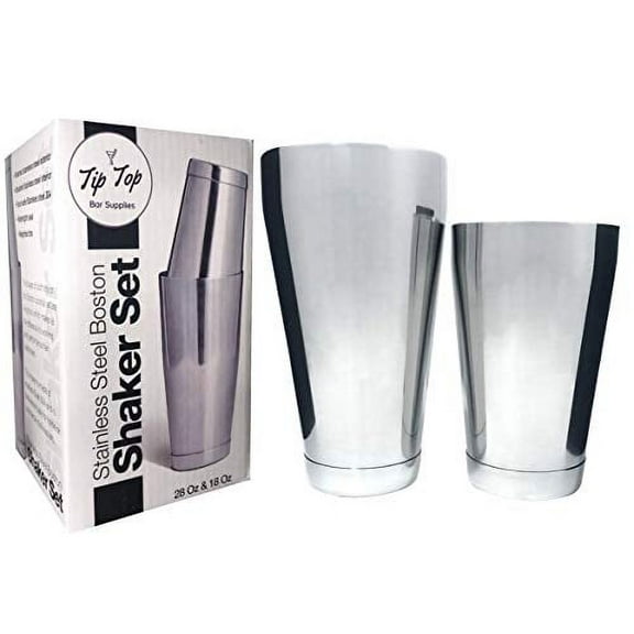 Weighted Boston Shaker set by Tip Top Bar Supplies - 2 Piece Stainless steel Cocktail Shaker - Easy to open bar shaker