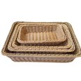 thumbnail image 3 of Hand-woven Bamboo Storage Basket Fruit Candy Dish Rattan Bread Basket Kitchen Food Picnic Sundry Container  M, 3 of 6