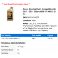 thumbnail image 2 of Power Steering Fluid - Compatible with 2015 - 2021 Subaru WRX STI AWD 2.5L H4 2016 2017 2018 2019 2020, 2 of 2