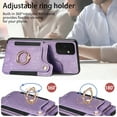 thumbnail image 6 of ELEHOLD for Samsung Galaxy S20+ Case with Ring Holder, Galaxy S20+ Wallet Case with RFID Blocking Card Holder Wristlet Strap, Magnetic Button Flip Folio Kickstand Shockproof Phone Cover,Purple, 6 of 10