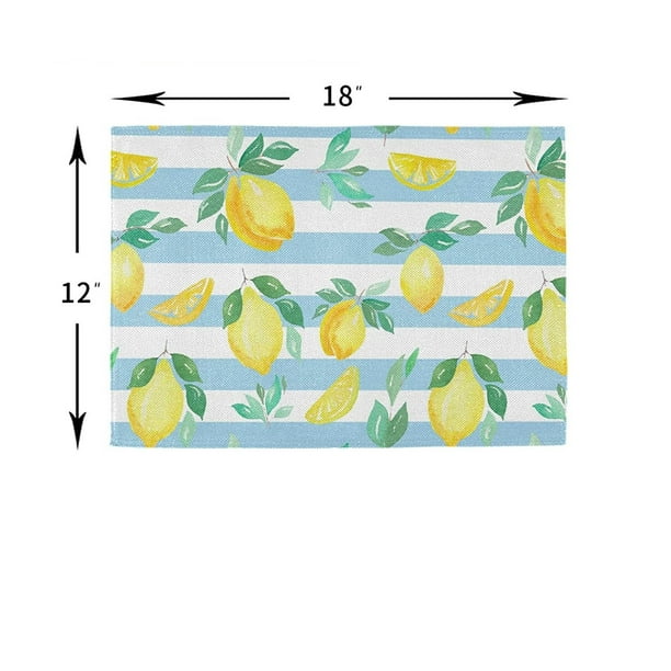 Yellow Lemon Placemat Table Mats Set of 6 Heat Resistant Stain Washable Kitchen Place Mats Non