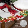 thumbnail image 3 of Black Christmas Round Tablecloth, Fitted Table Cover with Elastic for 36"-44" Round Tables, Xmas Tree Ball Snowflake Winter Gifts Table Cloth Outdoor Indoor Dinning Party Waterproof Tablecloths, 3 of 7