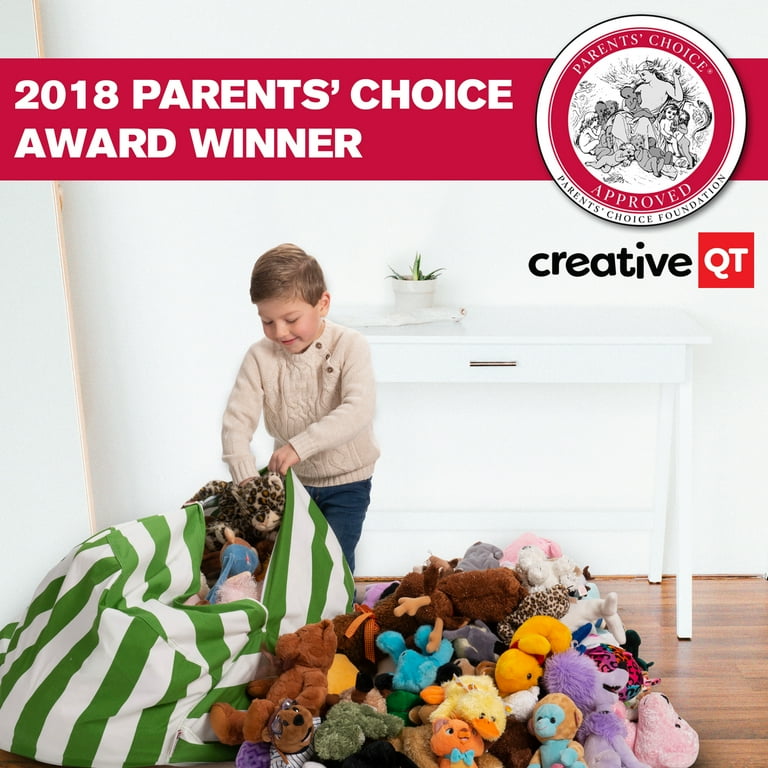 Creative QT XL 38 Green Striped Stuffed Animal Holder Children s Plush Bean Bag Kids Toy Storage Walmart