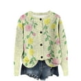 thumbnail image 2 of ClodeEU Long Sleeve Cardigan Sweater For Women, Floral Print Round Neck Button Front Sweaters Yellow 02,Womens Plus L, 2 of 4
