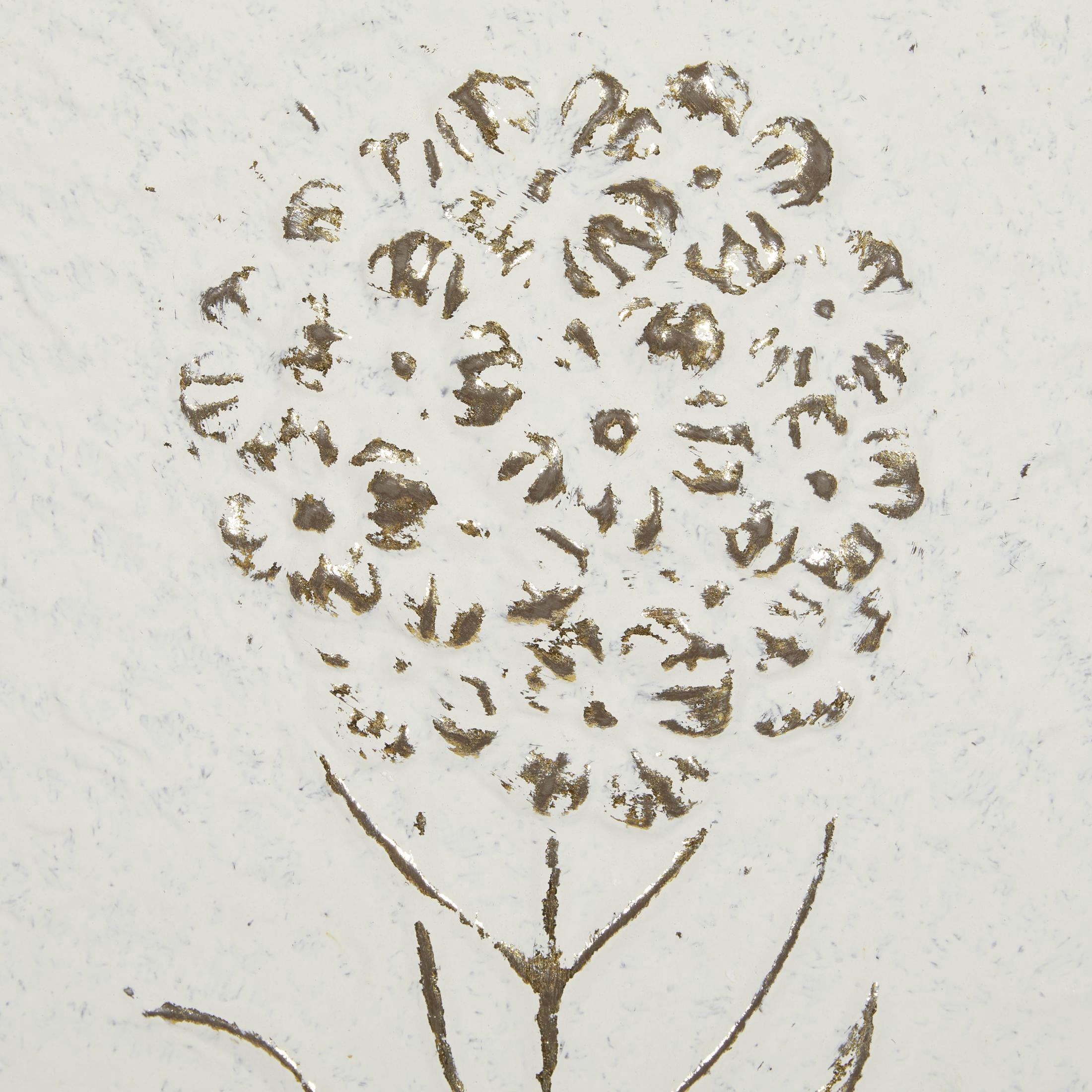 DecMode White Metal Panel Relief Floral Wall Decor with Gold Detailing (2 Count)