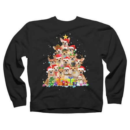 

Christmas Pajama Chihuahua Tree Black Graphic Crew Neck Sweatshirt - Design By Humans L
