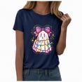 thumbnail image 2 of Towmus Halloween Shirt Women Oversized Sequin Ghost Graphic Tshirt Fall Short Sleeve Tee Tops, 2 of 7