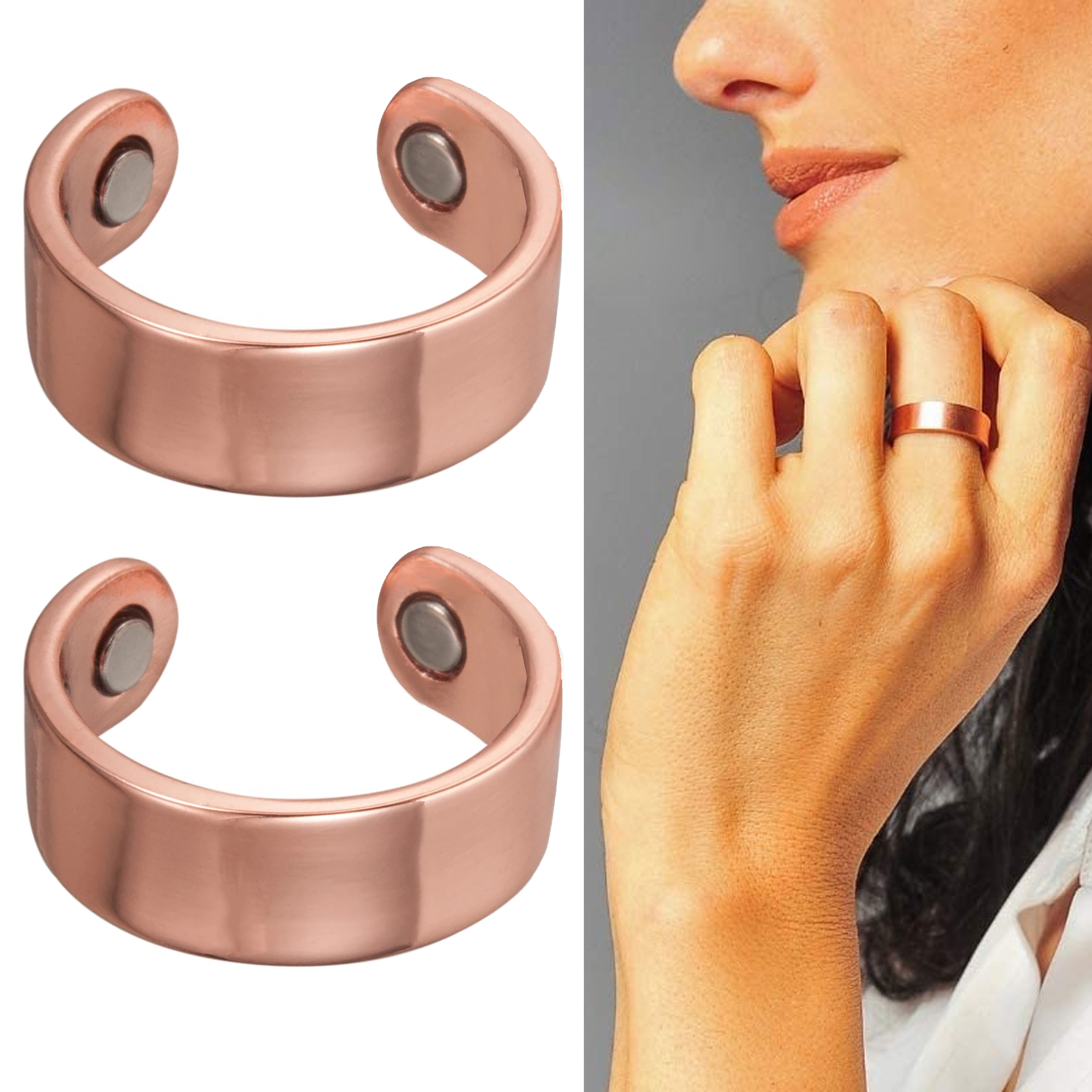 2 X Healing Energy Solid Pure Copper Ring Jewelry Arthritis
