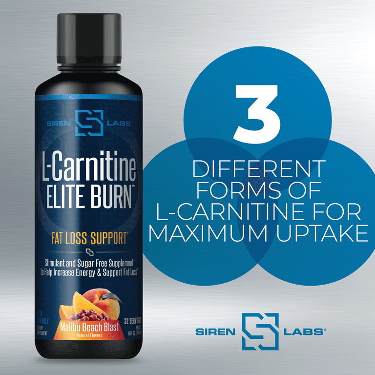 siren labs l carnitine Siren Labs L-Carnitine Elite Burn Liquid Keto Fat Burner and Metabolism  Activator - Fat Loss Support Keto Friendly Weight Loss Increase  Energy-Stimulant Free - Malibu Beach Blast 3000mg (32 Servings)