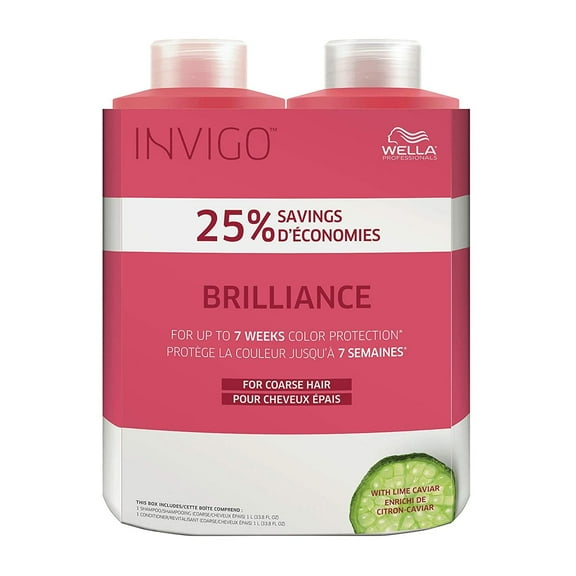 Wella Invigo Brilliance Shampoo & Conditioner for Coarse Colored Hair Liter 33.8 oz