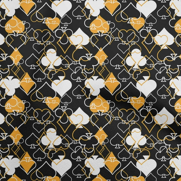 oneOone Polyester Spandex Black Fabric Poker Card Diy Clothing Quilting Fabric Print Fabric By Yard 56 Inch Wide