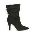 thumbnail image 2 of Women Faux Suede Slouchy Pointy Toe Stiletto Mid Calf Boot 19178, 2 of 6