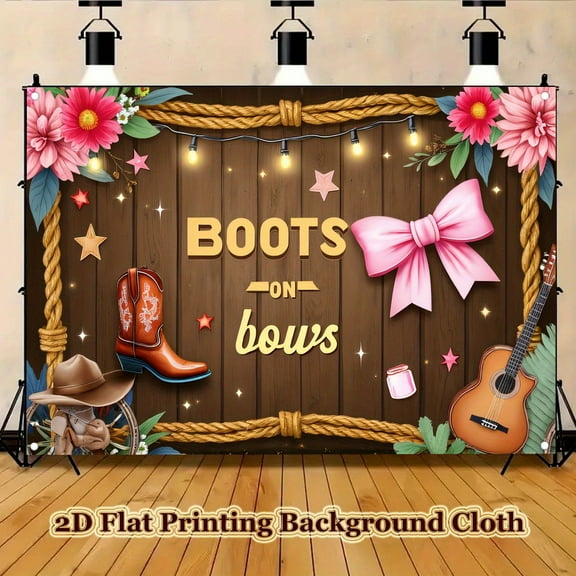 Boots or Bows Gender Reveal Backdrop Boys or Girls Baby Shower Photography Background Rustic Wood Cowboy Boots Pink Bows Gender Reveal Party Decorations Banner Supplies Photo Booth Props
