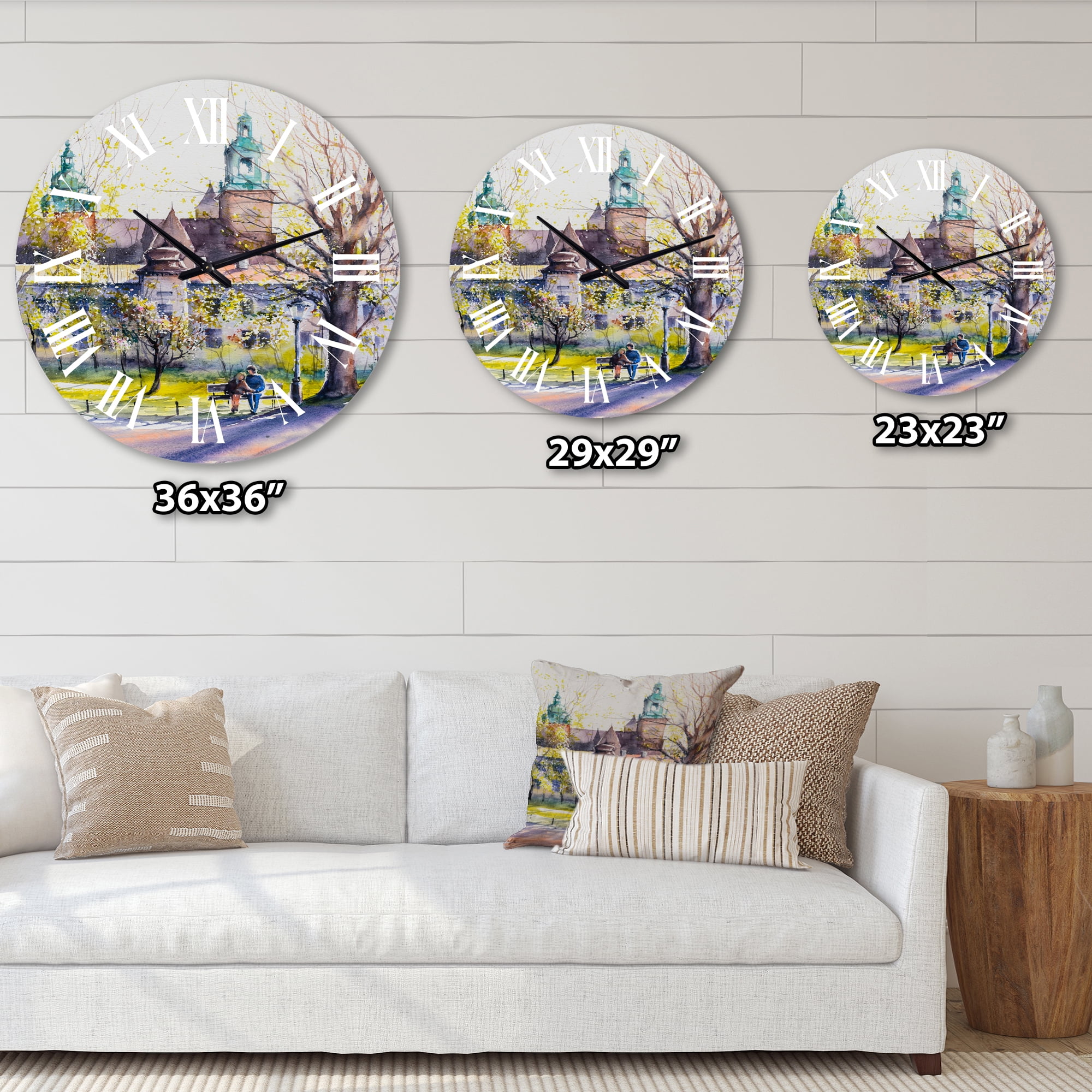 Designart 'Castel Through The Trees Of The Park' Country Wall Clock