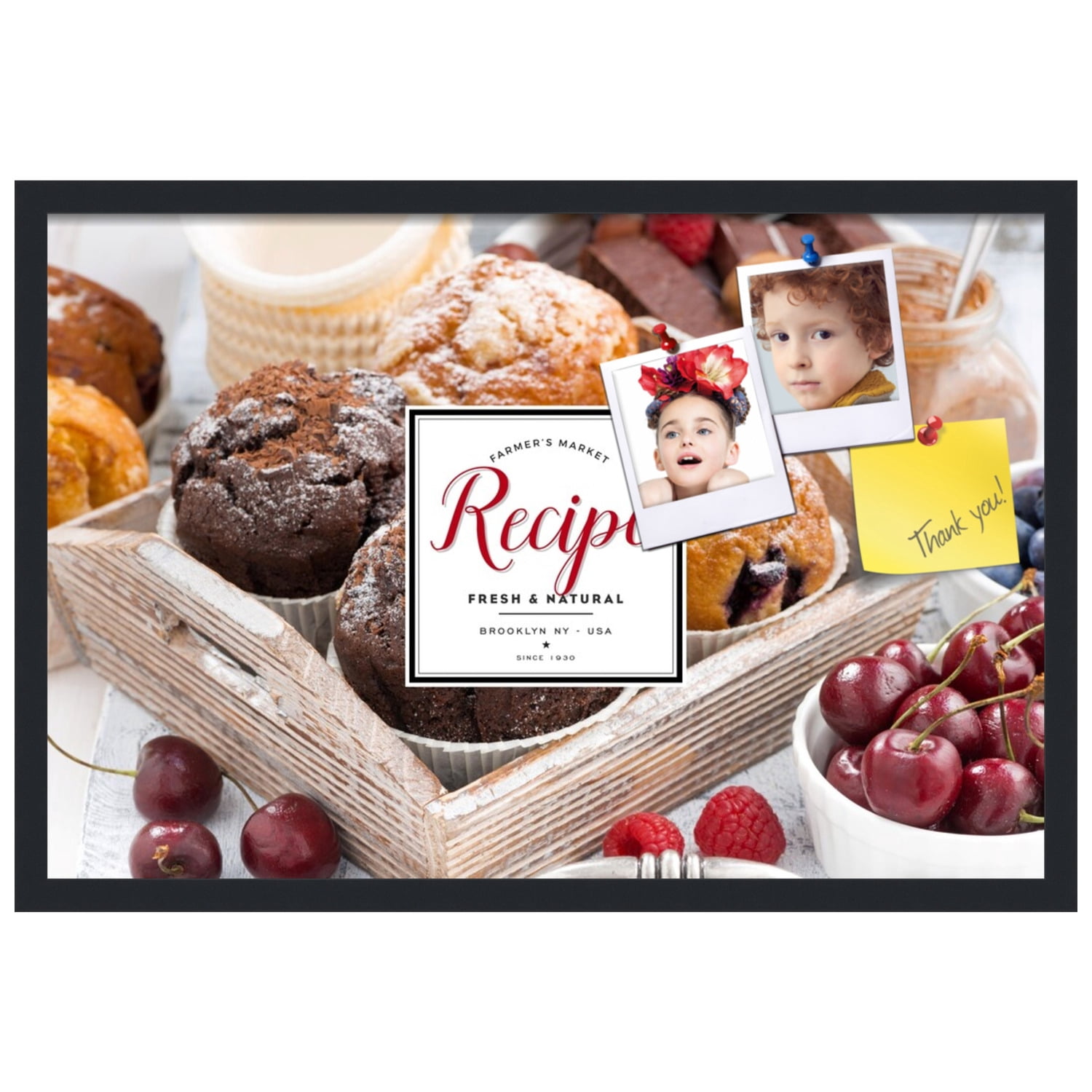 PinPix 30x20 Custom Cork Bulletin Board Baked Goods Poster Board Has a Fabric Style Canvas Finish, Framed in Baked Goods, by ArtToFrames (PinPix-1368)