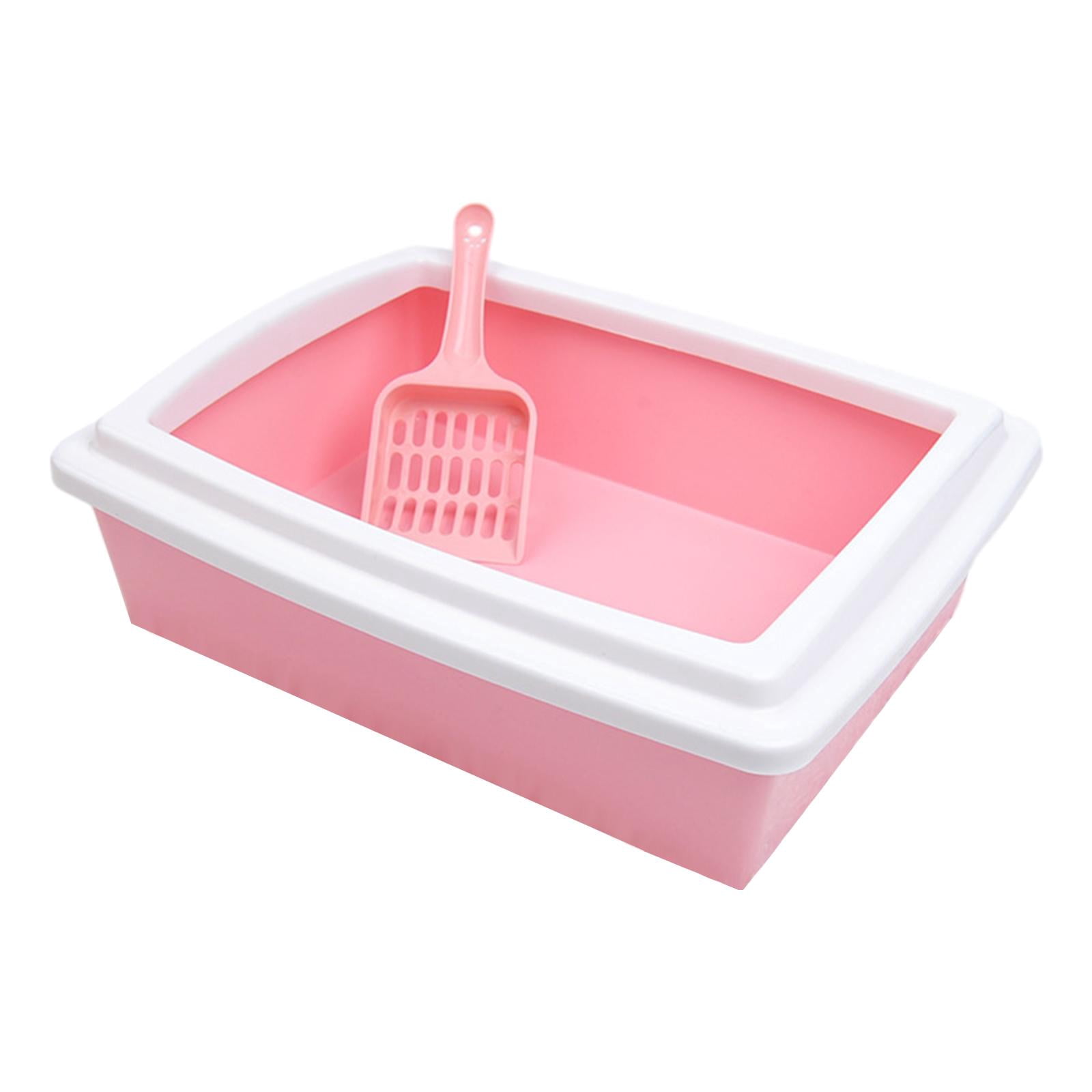 YWMJZEU Cat Litter Box Cats Litter Pan for All Kinds of Cat Litter Easy Clean Sturdy Cat Pink