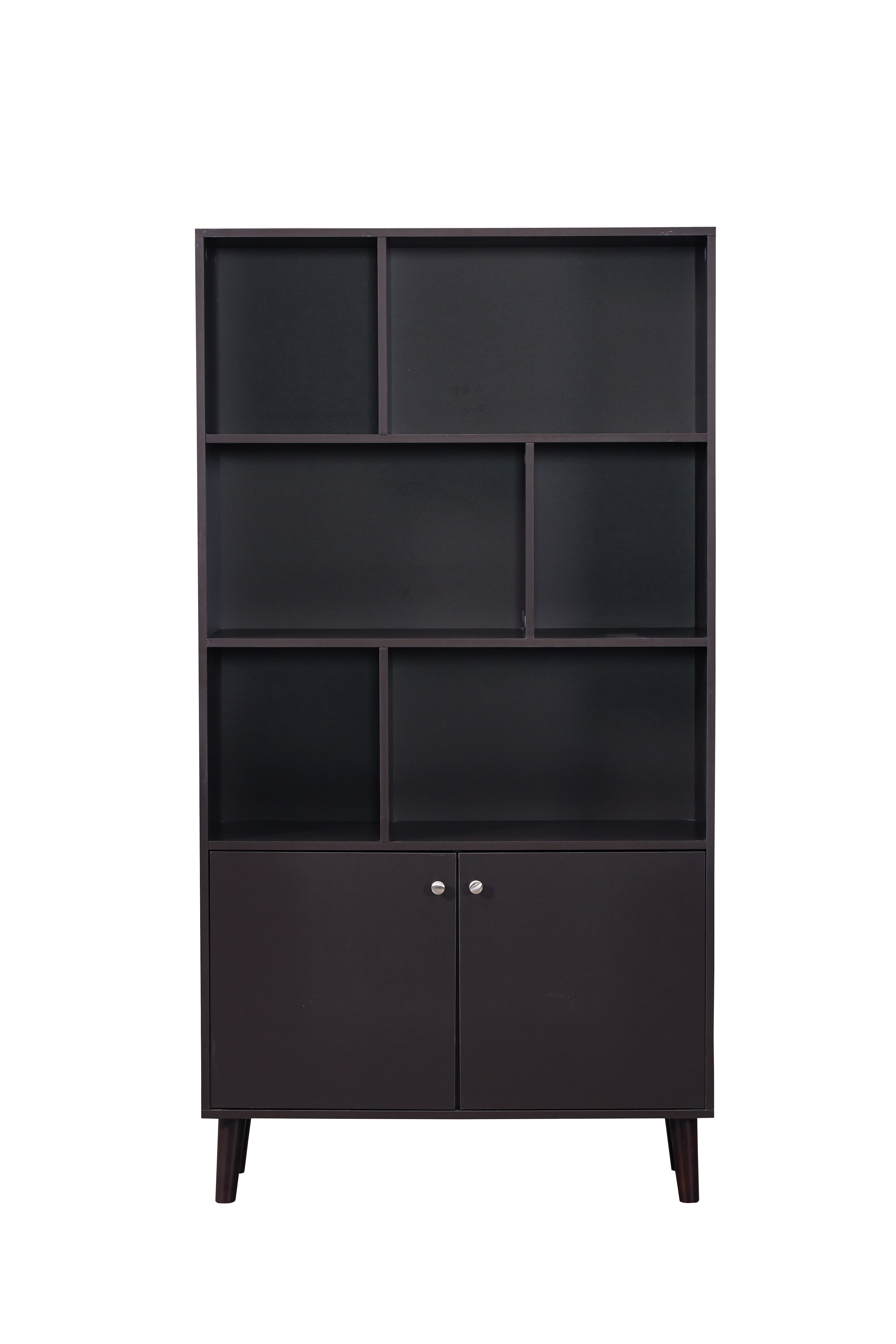 Private Jungle 3-Tier Bookcase Freestanding Bookshelf Wood Storage Display Cabinet with Open Design Shelves and Doors,Coffee Color Private Jungle 3-Tier Bookcase Freestanding Bookshelf Wood Storage Display Cabinet with Open Design Shelves and Doors,Coffee Color