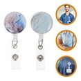 thumbnail image 2 of 2Pcs Retractable Badge Buckle Portable Badges Reel Marble Pattern Badge Reel ID Card Holder, 2 of 8