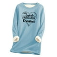 thumbnail image 3 of Jinhomg Casual Sherpa Lined Sweatshirts for Women Cute Heart Letter Print Sleepwear Tops Fall Winter Warm Cozy Long Sleeve Fleece Lined Loungewear Prime Day 2025 Light Blue S, 3 of 6