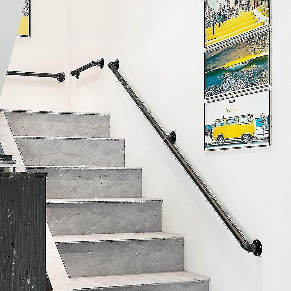 Main Courante Murale Galvanisée 300 Cm - Diamètre 3,2 Cm - Pour Escalier Intérieur, Sécurité - Support Inclus