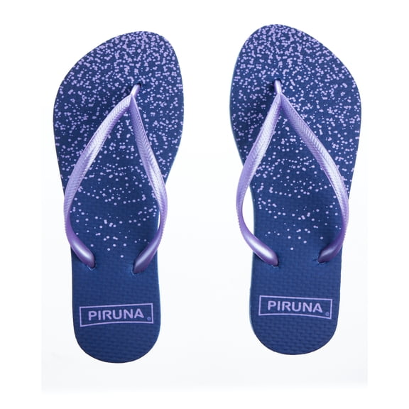 Piruna Women's Glitter Print Flip Flop Sandals, Navy, Made in Brazil