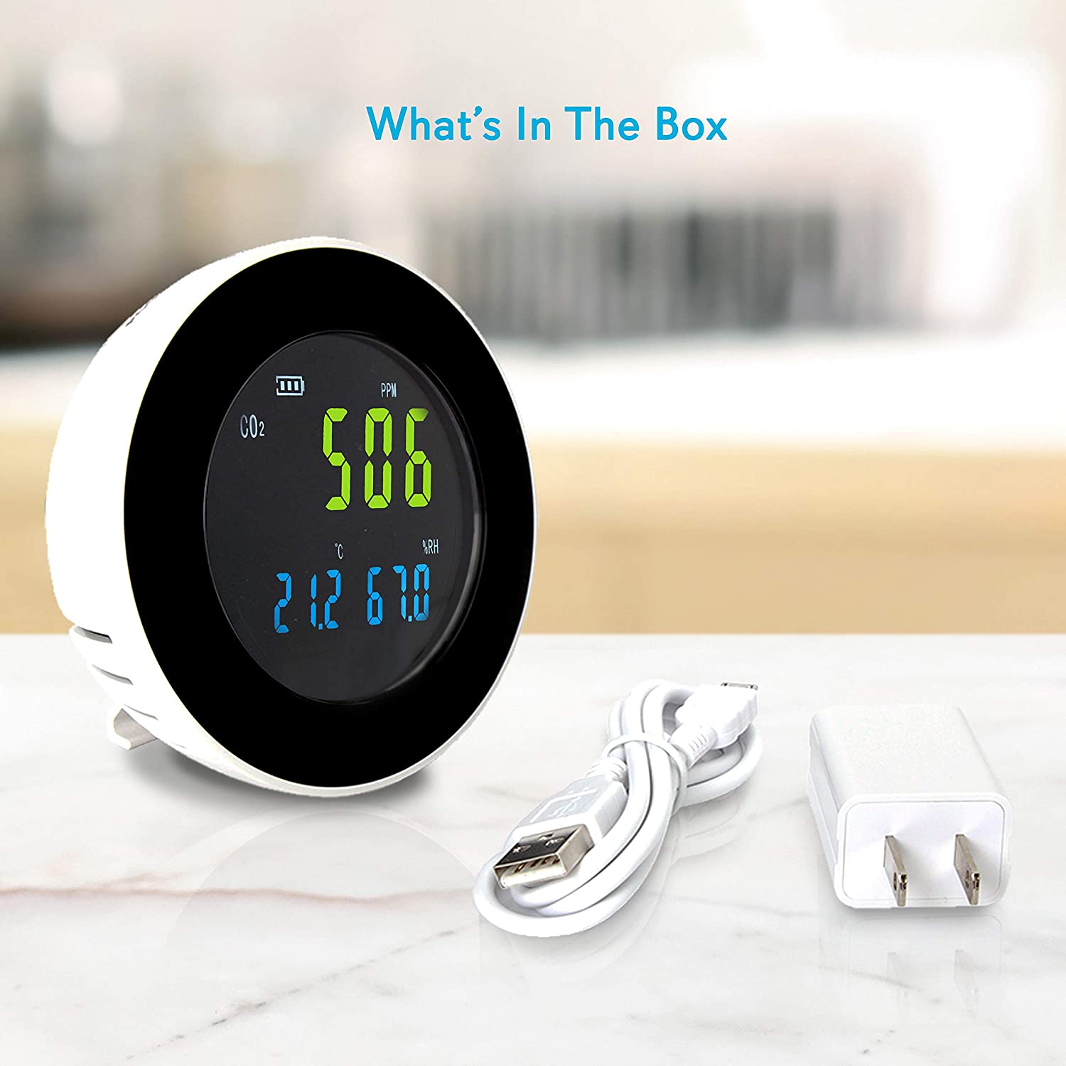 Indoor  Quality Monitor - Digital Hygrometer Thermometer  Gauge,  Tester for Home, Pollution Sensor Detector, Carbon Dioxide Meter, Temperature and Humidity Tester Kit