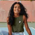 thumbnail image 4 of Dalix Ghost Embroidered Muscle Tank Sleeveless Cotton Soft Summer Womens in Military Green M Medium, 4 of 5