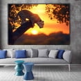 thumbnail image 5 of Mudket Leopard on Tree at Sunset Canvas Wall Art, Jungle Animal Print Decor for Living Room Bedroom Office, Wildlife Themed Wall Art Ready to Hang - 12"L x 8"W, 5 of 10