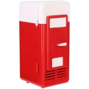 Mini Refrigerator, Lightweight High Efficiency Multifunctional USB Fridge with LED Light for Office for Bedroom(red)