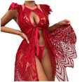 thumbnail image 2 of Conjunto de lencería de encaje Floral para mujer, disfraces eróticos de Navidad, perspectiva femenina, pijamas, ropa sexual, 3 piezas, 2 of 4