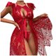 thumbnail image 2 of Conjunto de lencería de encaje Floral para mujer, disfraces eróticos de Navidad, perspectiva femenina, pijamas, ropa sexual, 3 piezas, 2 of 4