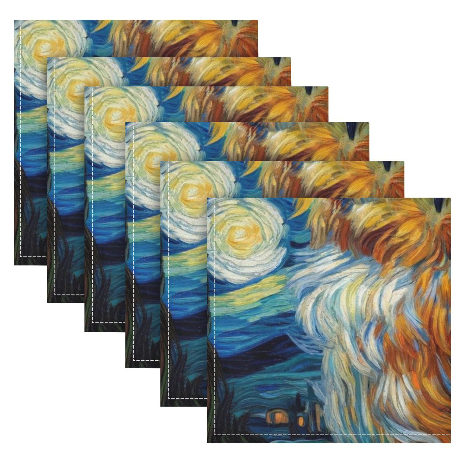 JSTEL Owl Starry Sky Cloth Napkins Set of 6, 20x20 Inch Washable and Reusable Napkin for Decoupage Dinner Party Everyday Use