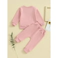 thumbnail image 5 of Baby Girls 2-piece Outfit, Letters Print Long Sleeve Crew Neck Sweatshirt with Elastic Waist Sweatpants Fall Clothes, 0-3T, 5 of 10