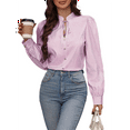 thumbnail image 3 of Womens Striped Button Down Shirts Classic Long Sleeve Stylish Office Work Blouses Tops Pink XXL, 3 of 7