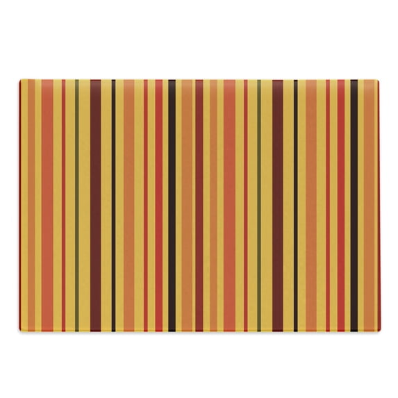 Abstract Cutting Board, Vertical Colorful Straight Lines Geometric Vibrant Stripes Design, Decorative Tempered Glass Cutting and Serving Board, Large Size, Orange Marigold Burgundy, by Ambesonne