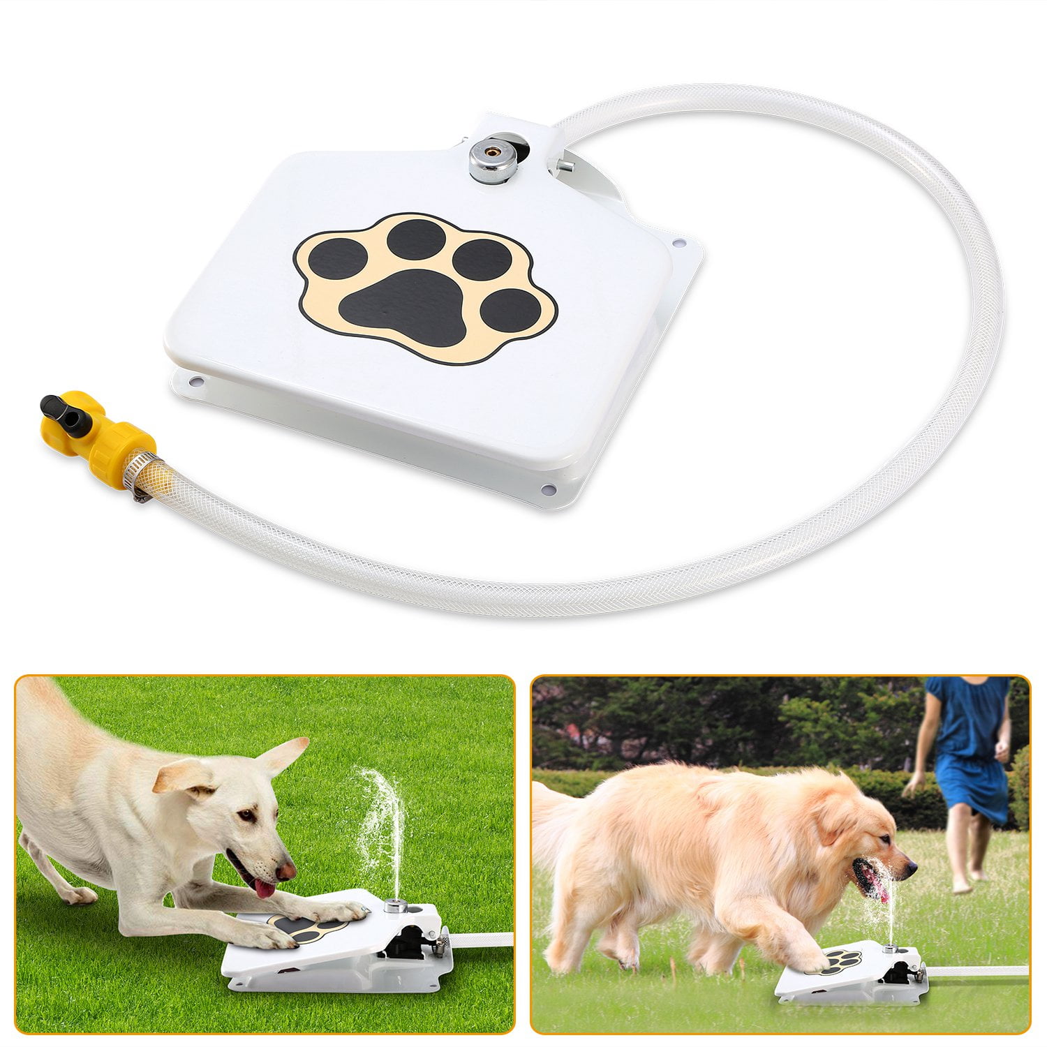Only suit for Φ12mm hose, which not included in the package Pet Water Sprinkler Easy Activated Dog Water Fountain Automatic Dog Waterer Step on Outdoor Fresh Drinking Water Fountain for Dogs 