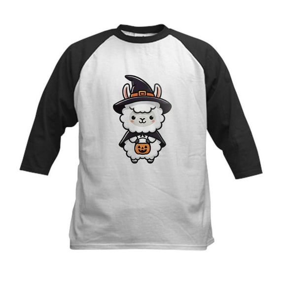 CafePress - Cute Halloween Llama Kids Baseball T Shirt - Kids Cotton Baseball Jersey, 3/4 Sleeve Shirt